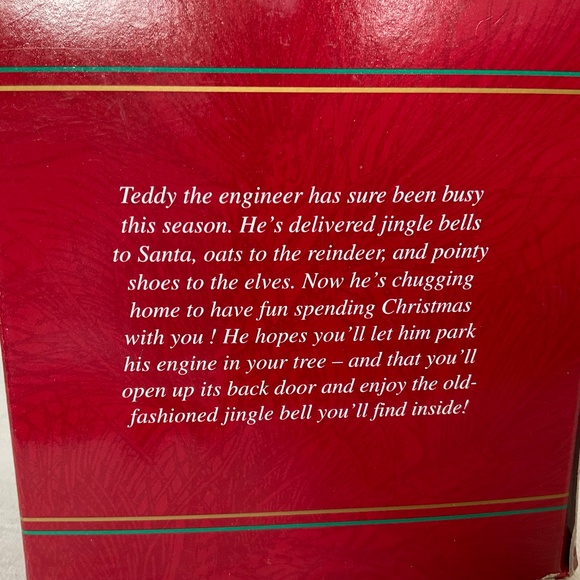 Vintage Carlton Cards Heirloom Collection Tree Ornament Ceramic Train & Bell Set - Picture 11 of 12